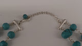 Necklace, Natural Green Howlite Gemstone Two Rows Silver Clasp & Chain - Roadshow Collectibles