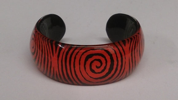 Designer Glass Cuff Bracelet, Rufous Red and Black - Roadshow Collectibles