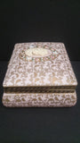 Porcelain Jewellery Box, Cameo, Oval Floral Relief Design, Gold Leaves - Roadshow Collectibles