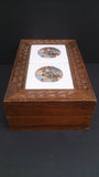 Jewellery Box, Hand Made, Hand Carved, Inlaid Tiles, Red Lining - Roadshow Collectibles