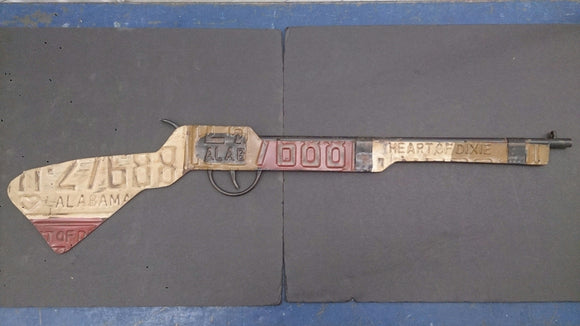 Wall Art, Made From License Plates, Formed Into a Rifle - Roadshow Collectibles