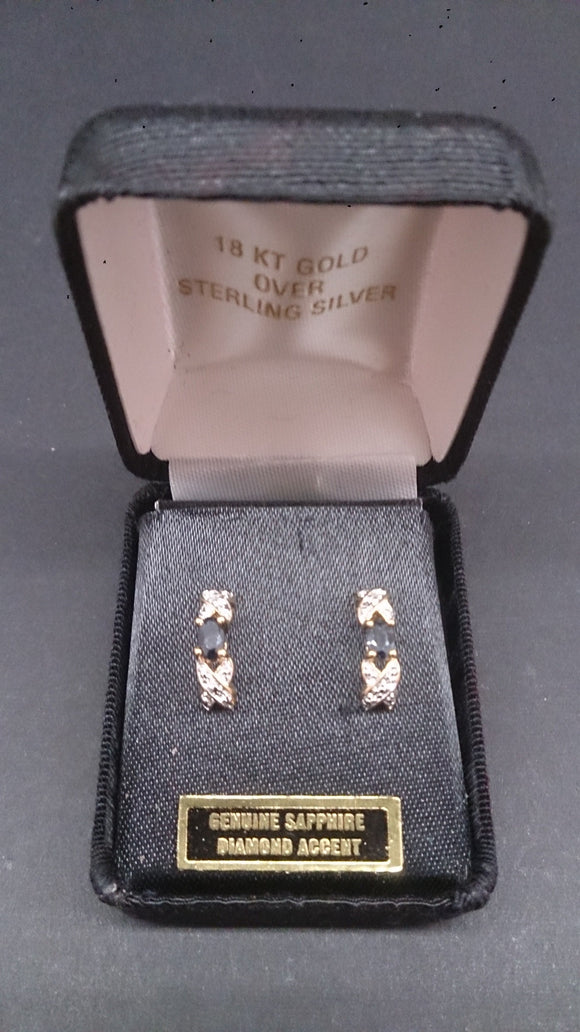 Earrings, 18K Gold, Over Silver, Genuine Sapphires & Diamond Accents - Roadshow Collectibles