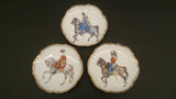 Porcelain Hanging Plate Set, Hand Painted Horse & Riders, Gold Trim - Roadshow Collectibles