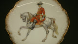 Porcelain Hanging Plate Set, Hand Painted Horse & Riders, Gold Trim - Roadshow Collectibles