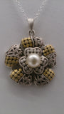 Sterling Silver GP Necklace Stylized Flower Design Pearl Center Piece - Roadshow Collectibles - Roadshow Collectibles