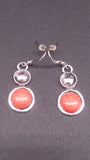 Necklace & Earring Set, Pink Orange Coral Silver Beads White Crystals - Roadshow Collectibles