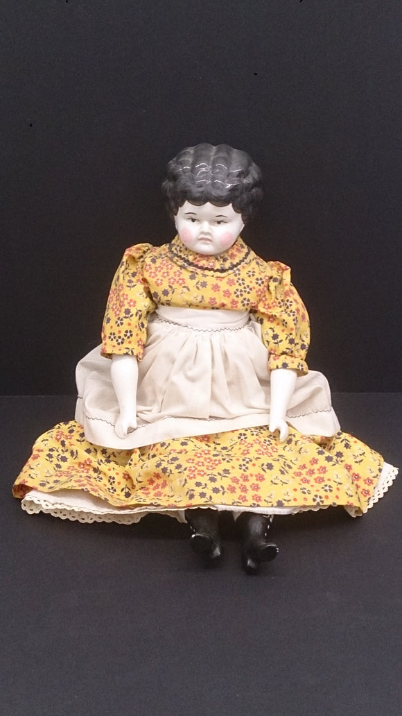 Hertwig Porcelain Doll Head Arms Booted Feet Glazed Cotton Dress 1890s - Roadshow Collectibles