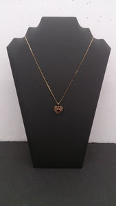Necklace, Gold Over Silver, Gold Heart, Garnet Stone Heart Center - Roadshow Collectibles