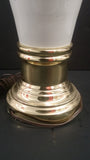 Pair Of White Ceramic Lamps and Shades with Gold Finish accents. - Roadshow Collectibles
