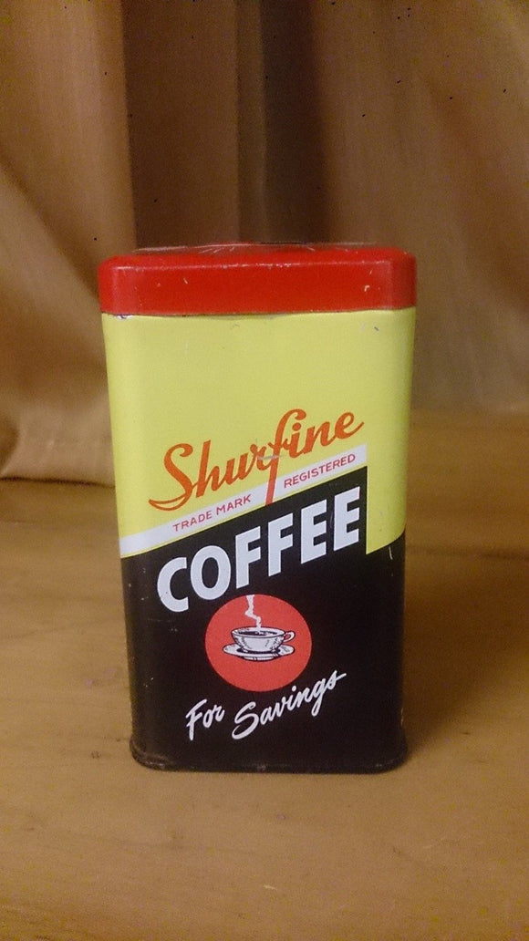 Shurfine Coffee Still Bank, Tin Litho Shurfine Coffee For Savings 1935 - Roadshow Collectibles
