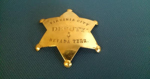 Virginia City Deputy Nevada Territory Badge, Brass, Reversed Embossed - Roadshow Collectibles