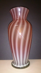 Fenton Cranberry Studio Glass Vase, Two-Tone Cranberry & White Swirls - Roadshow Collectibles