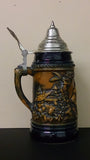 Gerz, Small Ceramic Beer Stein, Farm Scene People Drinking Lid Covered - Roadshow Collectibles
