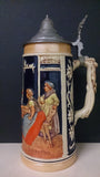 Ceramic Beer Stein, Lid Covered, Scene, People Drinking around a Table - Roadshow Collectibles