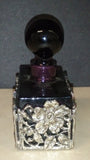 Fenton Perfume Bottle Dark Purple Glass, Embossed Flower Motif Design - Roadshow Collectibles