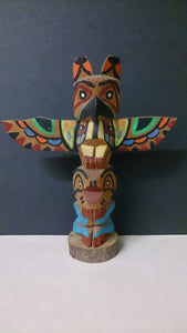 Native American Miniature Totem Pole, Hand Carved and Painted - Roadshow Collectibles