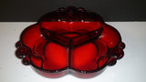 Duncan & Miller Ruby Red Glass Dish, Partitioned Into Three Sections - Roadshow Collectibles