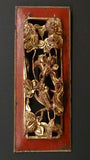 Chinese Wall Plaque Hand Carved Gold Gilded Outer Frame Reddish Brown - Roadshow Collectibles