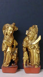 Chinese, Two Figures with Their Pets, Hand Carved, Gold Gilded - Roadshow Collectibles
