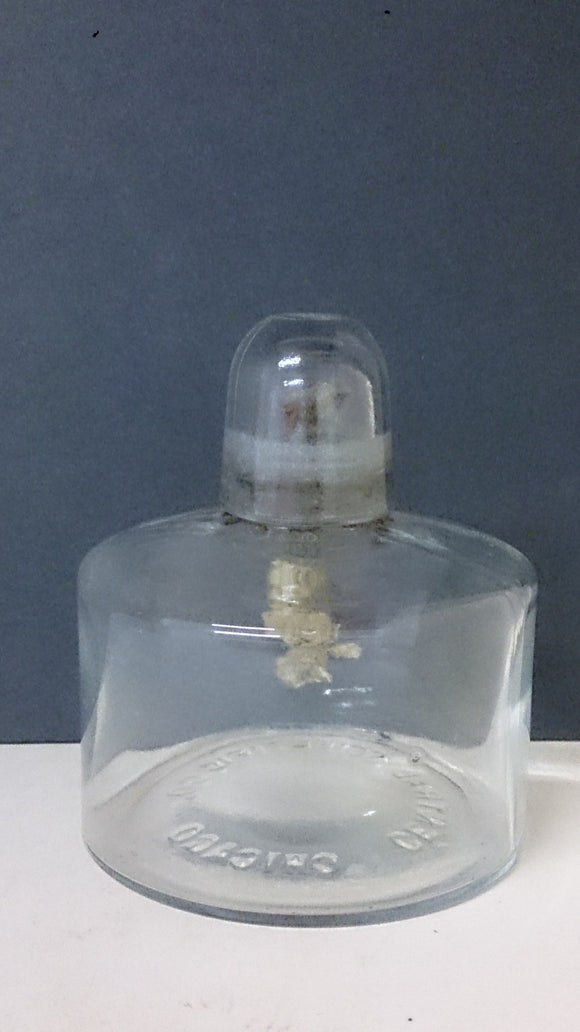 Oil Lamp, Clear Glass, Round Shape Base & Top, Domed Clear Glass Lid - Roadshow Collectibles