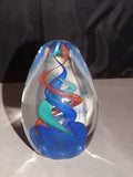 Art Glass Dynasty Gallery Heirloom Paperweight Clear Tri-Colour Swirl - Roadshow Collectibles
