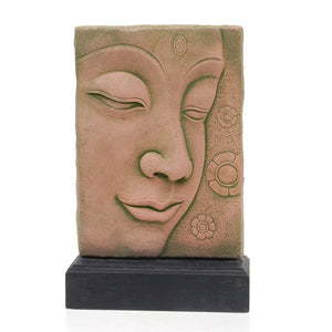 Buddha Face with Base, Hand Cast Sandstone - Roadshow Collectibles
