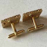Cufflinks, Square Shaped, Gold Tone, Eight Square Blue Coloured Stones - Roadshow Collectibles