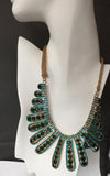 Necklace, Fan Shaped Blue & Green Rhinestones, Prong Set Lobster Clasp - Roadshow Collectibles