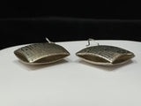 Sterling Silver Pillow Shaped Earrings, Greek Key Etched Design - Roadshow Collectibles
