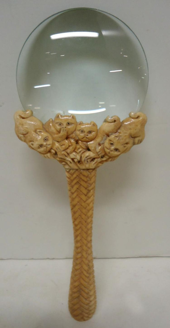 Magnifying Glass, Many Beautifully Carved Oriental Cats - Roadshow Collectibles