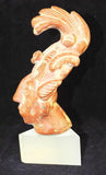 Bust Of The Mayan King Pakal, Redware Handmade, Lucite Base - Roadshow Collectibles