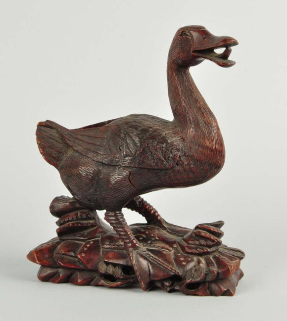 Japanese, Duck, Hand Carved Cherrywood, Glass Eyes, Lots Of Detail  - Roadshow Collectibles