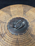 Lombok Indonesian Basket, Hand Woven Rattan, Carved Lizard Top Of Lid - Roadshow Collectibles