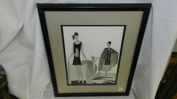 Art Deco Print, Three Women Posing On Beach, 1920s, Framed and Matted - Roadshow Collectibles