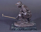 Bronze Golf Sculpture, a Man In a Crouched Position Eyeing The Green - Roadshow Collectibles