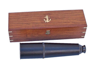 Hampton Brass and Leather Nautical Telescope, and Rosewood Box - Roadshow Collectibles