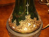 Mid-Century Glass Table Lamp Hand-Painted Gold & White Floral Pattern - Roadshow Collectibles