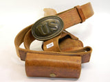 U.S Civil War Military Leather Belt Holster Bullet Pouch Brass Buckle - Roadshow Collectibles