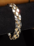 Bracelet Sterling Silver, Brick Design Three Layers Angled & Staggered - Roadshow Collectibles