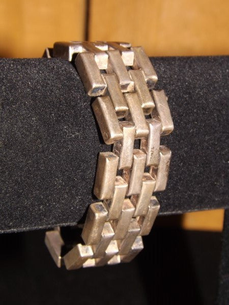 Bracelet, Sterling Silver, Five Layered Staggered Brick Design - Roadshow Collectibles