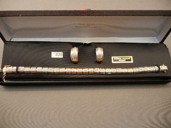 Bracelet & Earrings, 18K Gold Over Sterling Silver, Genuine Diamonds - Roadshow Collectibles