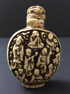 Snuff Bottle, Stone, Immortals, Hand Carved, Old Chinese - Roadshow Collectibles