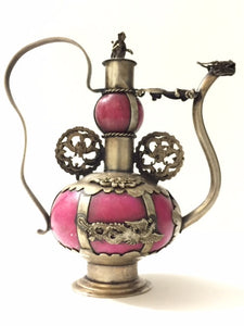 Tibetan Dragon Teapot Silver, Handmade, Old Red Jade - Roadshow Collectibles