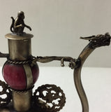 Tibetan Dragon Teapot Silver, Handmade, Old Red Jade - Roadshow Collectibles