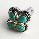 Ring, Sterling Silver & Gold, Turquoise Four Leaf Clover Cocktail Ring - Roadshow Collectibles