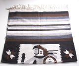 Zapotec Woven Blanket Rug Warrior Chief Neutral Colours Southern Mexico - Roadshow Collectibles