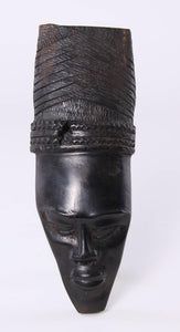 African Ghana Wall Mask, Woman with Braided Hair, Hand Carved Ebony - Roadshow Collectibles