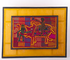 Mola Textile Elephant Rider Hand Stitched Brilliant Colors Early 1900