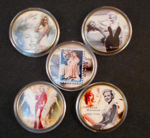 Marilyn Monroe Collectible Coins 24k Gold Clad Set of 5 - Roadshow Collectibles