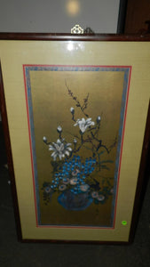 Blue Lotus Flower Painting, Large, Framed and Matted, Signed, Chinese - Roadshow Collectibles